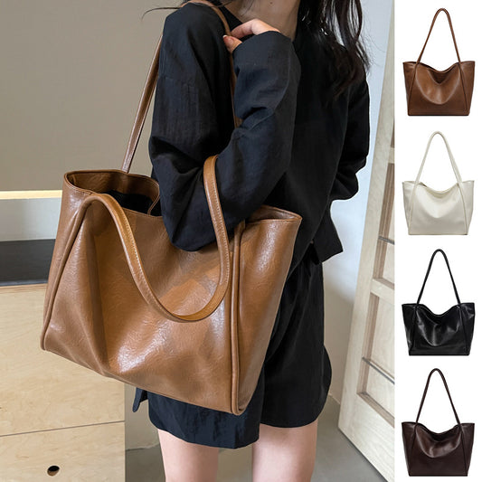 bolso shopper de cuero suave, gran capacidad y estilo elegante