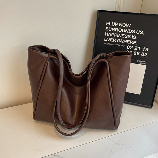 bolso shopper de cuero suave, gran capacidad y estilo elegante